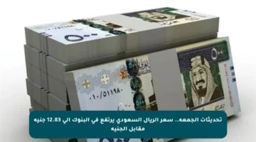 تحديثات الجمعة.. سعر الريال السعودي يرتفع في البنوك إلى 12.83 جنيه مقابل الجنيه